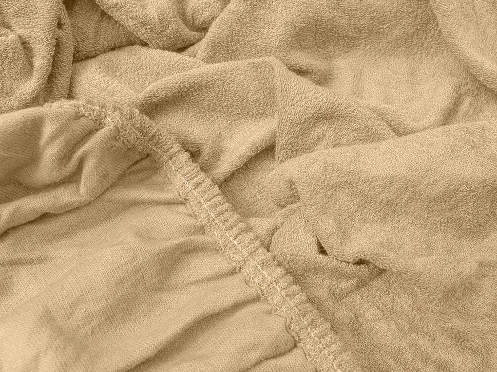 PrzytulneMieszkanie.pl Frotowe prześcieradło beżowe 90 x 200 cm
