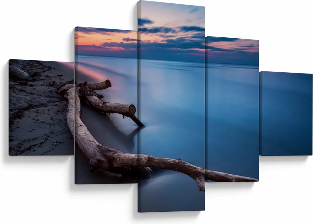 Obraz plaży o zachodzie słońca (125x70 cm)