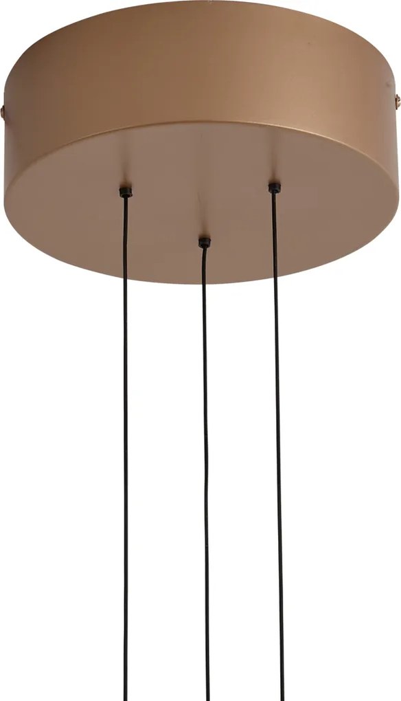 Nowoczesna lampa wisząca brązowa z drewnem orzechowym ze ściemnialnym LED - Smith