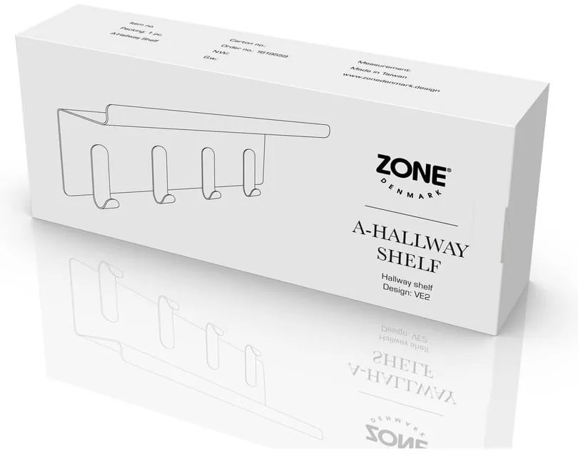 Czarny stalowy wieszak ścienny z półką 11,5 cm A-Hallway – Zone