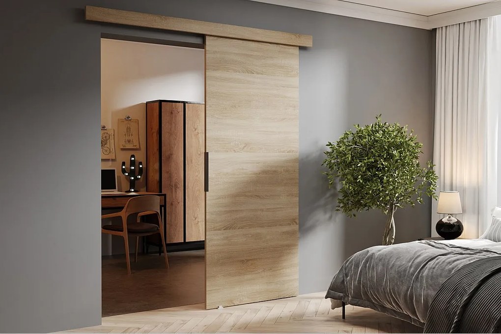 Emporius drzwi 60 cm Doris - drewniane drzwi przesuwne, naścienne - Dąb sonoma