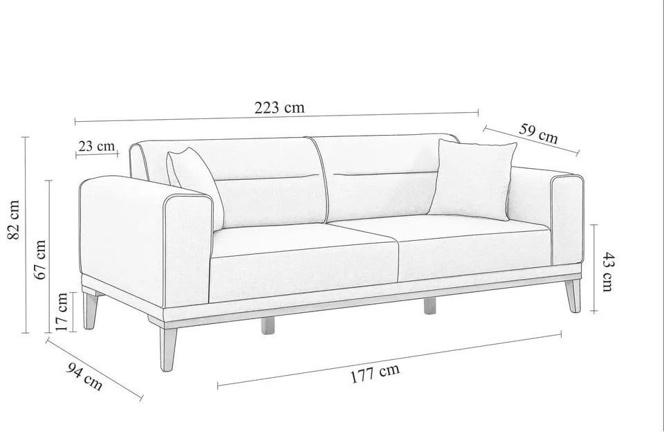 Antracytowa rozkładana sofa 223 cm Liones – Artie