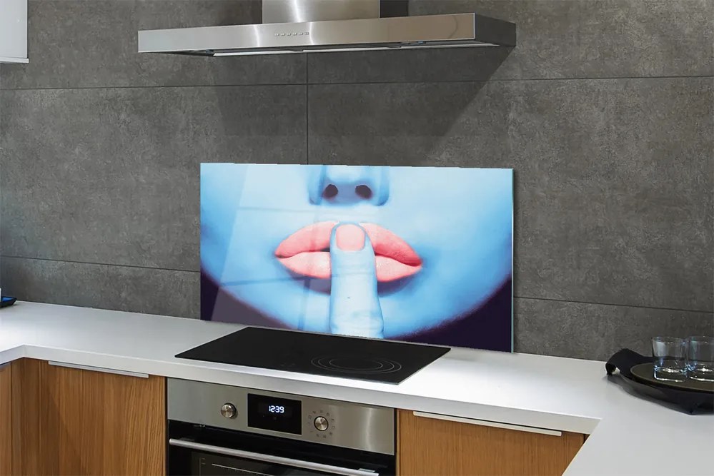 Panel nad Blat Kuchenny Kobieta z Neonowymi Ustami