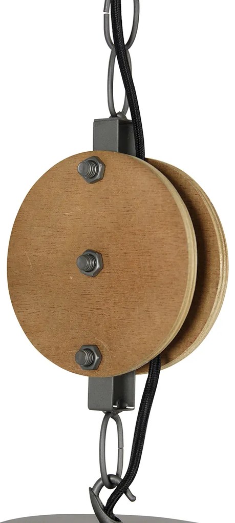 Inteligentna lampa wisząca ciemnoszara z drewnem 47 cm w komplecie z WiFi G95 - ArthurPrzemysłowy Oswietlenie wewnetrzne