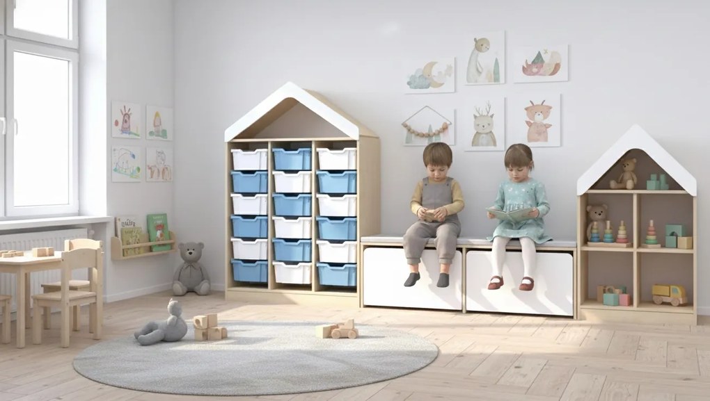 Zestaw mebli szkolnych do świetlic i bibliotek Blox Base 7