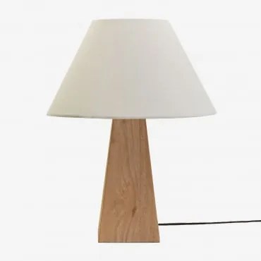 Lampa Stołowa Z Drewna Mango Taraua Drewno Mango & Biały Ø40 Cm Menorca - Sklum