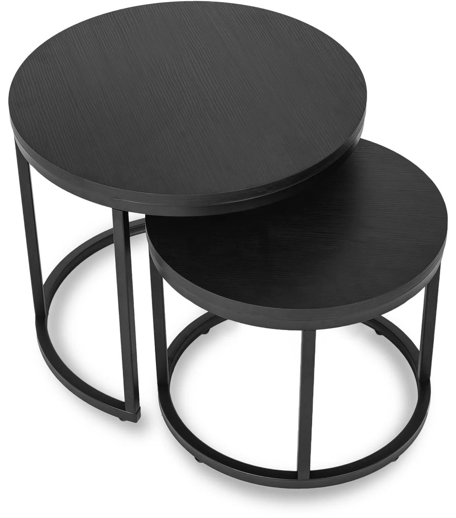 Zestaw Stolików Kawowych MANU 43 cm/53 cm Czarny Nowoczesny Loft