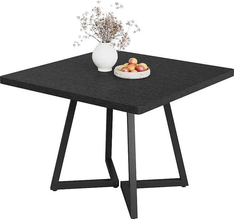 Stół jadalny dla 4 osób, styl nowoczesny, solidna metalowa rama, stół kuchenny do jadalni 80 x 80 x 75 cm (czarny)