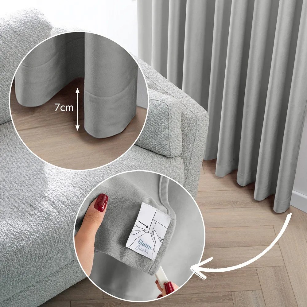 Szara aksamitna zasłona częściowo zaciemniająca (dimout) 530x175 cm Velto – Filumi