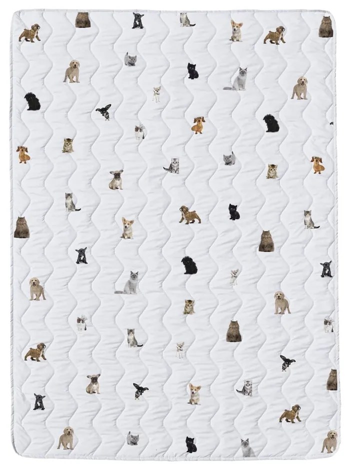 Biały zestaw koca i poszewki na poduszkę z satyny bawełnianej pikowany 140x200 cm The Cutest Ones – Butter Kings