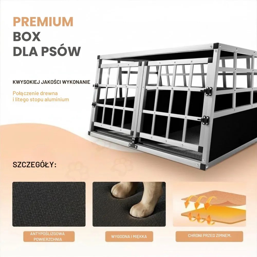Transporter dla psa BRUNO, 89x70x51cm, srebrna/czarna Cadoca