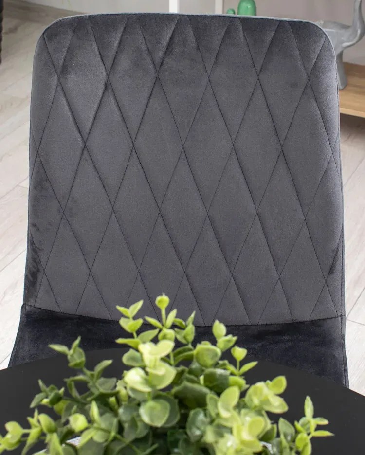 Komplet ciemnoszarych krzeseł welurowych 4 szt. Fiosa