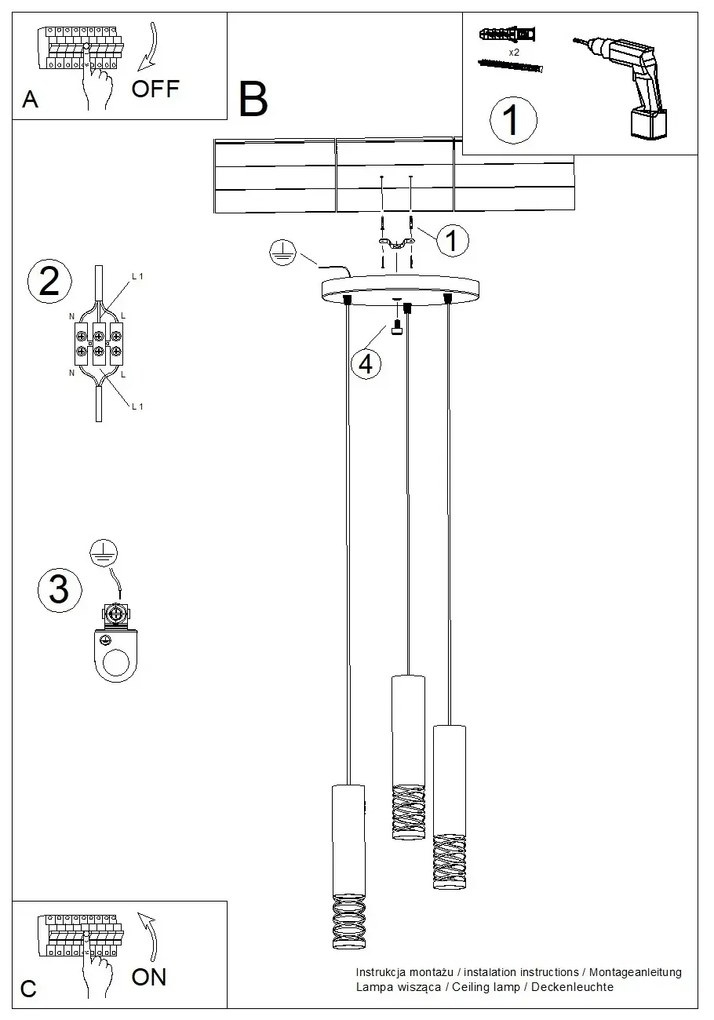 Lampa wisząca LAMI 3P biała SOLLUX LIGHTING