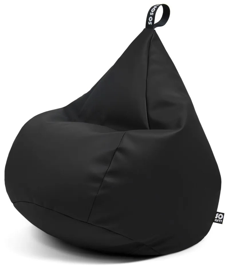 Czarny worek do siedzenia z imitacji skóry Drop L – So Soft?