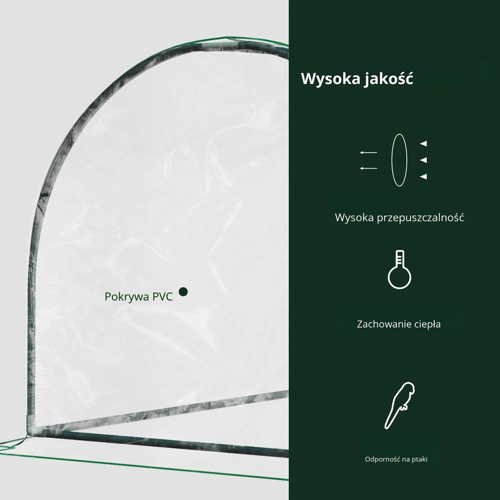 Szklarnia Outsunny, szklarnia z drzwiami, chłodnia, domek dla roślin, szkółka roślin, stal PVC, 200 x 100 x 80 cm