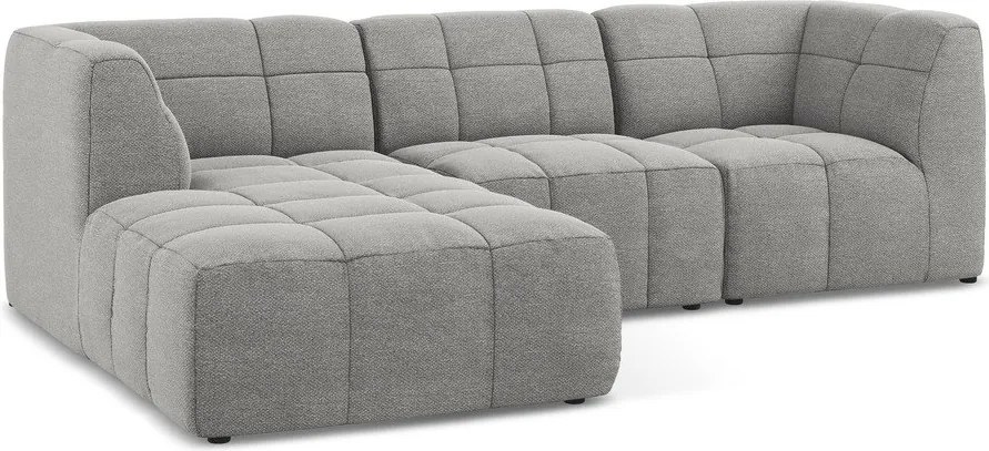 Szary narożnik z materiału bouclé (lewostronny/z szezlongiem) Aloha – Makamii