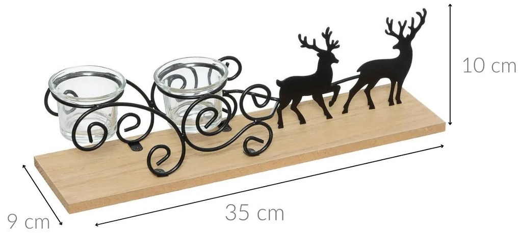 Metalowy świecznik na tealight, renifery, 45 cm