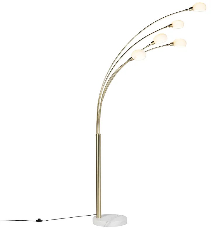 Lampa podłogowa w stylu art deco złota 5 lamp - Sixties MarmoDesignerski Oswietlenie wewnetrzne