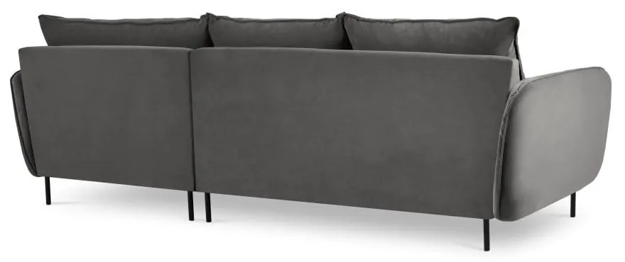 Ciemnoszara narożna aksamitna sofa prawostronna Cosmopolitan Design Vienna