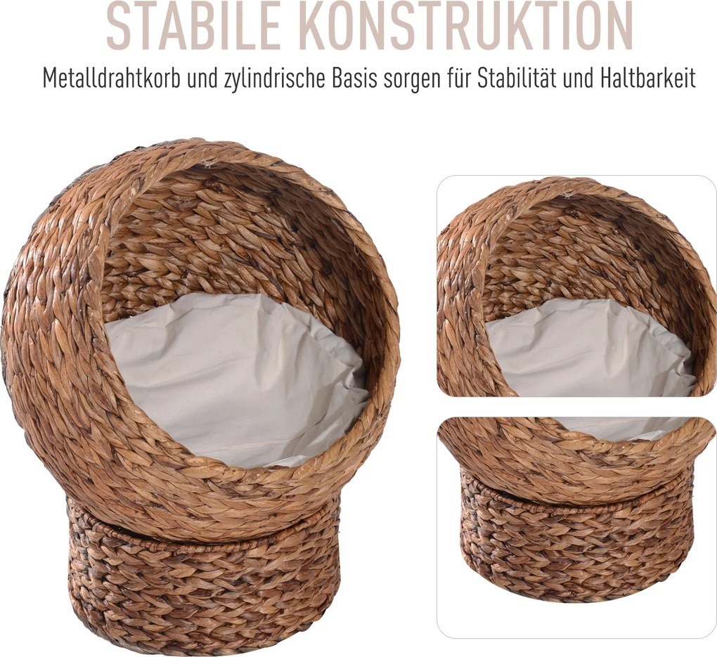 PawHut Miejsce do spania dla kota, legowisko dla kota z poduszkami, jaskinia dla kota, liść bananowca, kolor brązowy