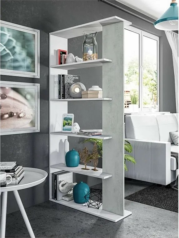 Półka Przemysłowa Cement/Biały 5 Półek 90x180 cm