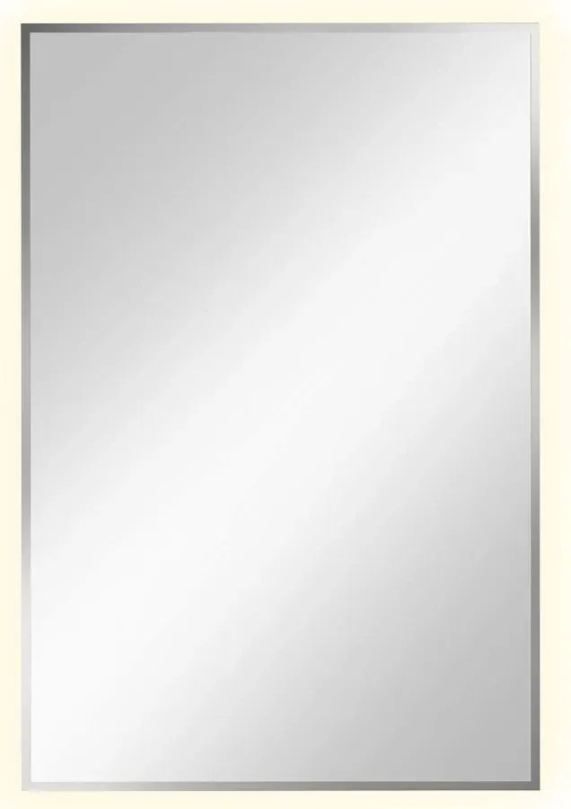 Srebrne prostokątne lustro led 60x90 cm K6-C46