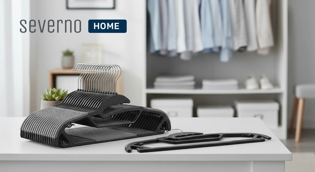 Zestaw wieszaków z antypoślizgową nakładką SOFTY 20 szt. czarno-szare