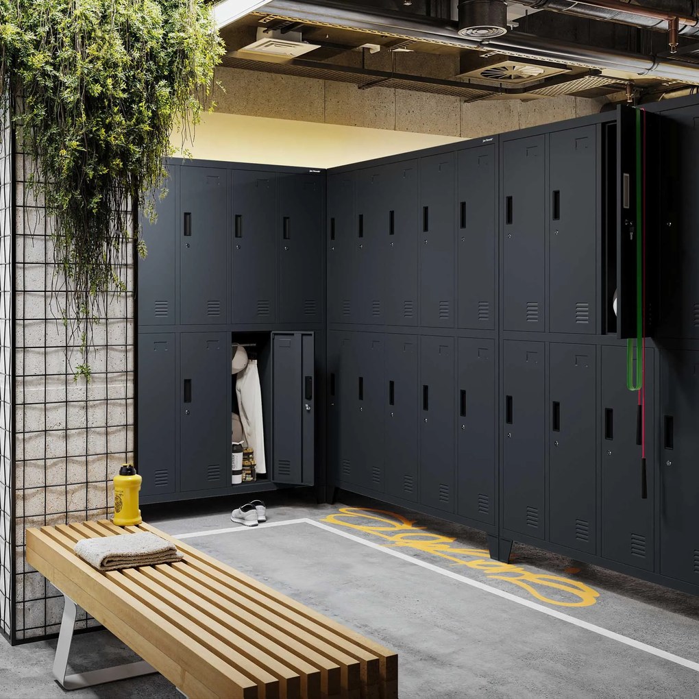 Szafa socjalna BHP ubraniowa 10-drzwiowa antracytowa: BARTEK 1360 x 1720 x 450 mm