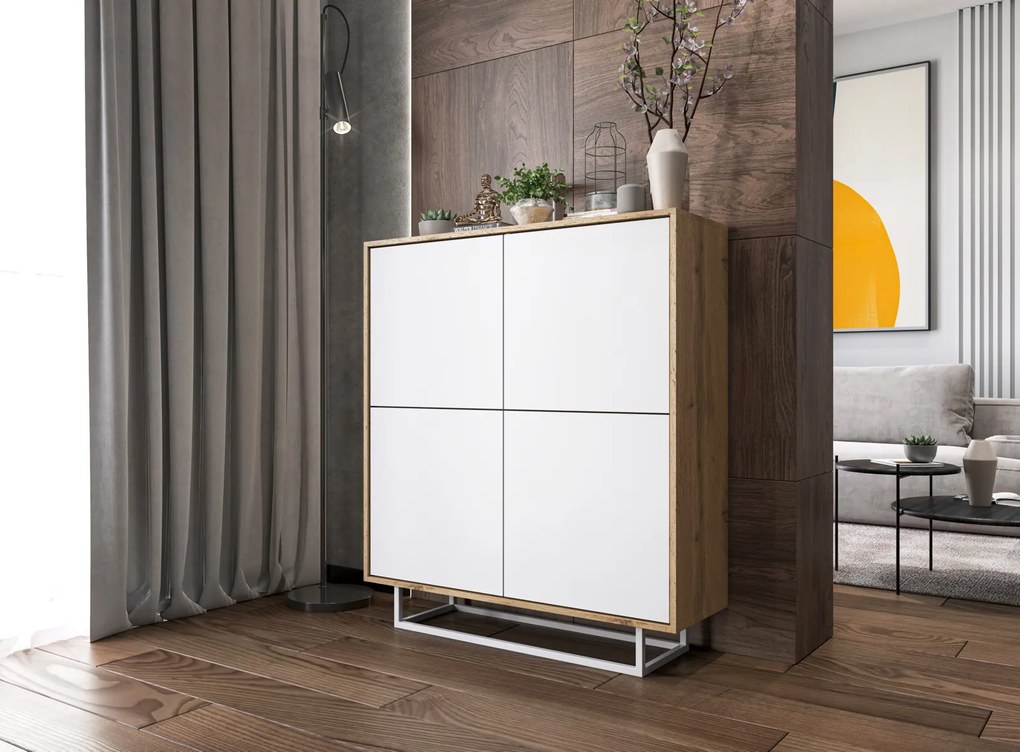 Wysoka komoda w stylu loft Apollo 97 dąb wotan/biały