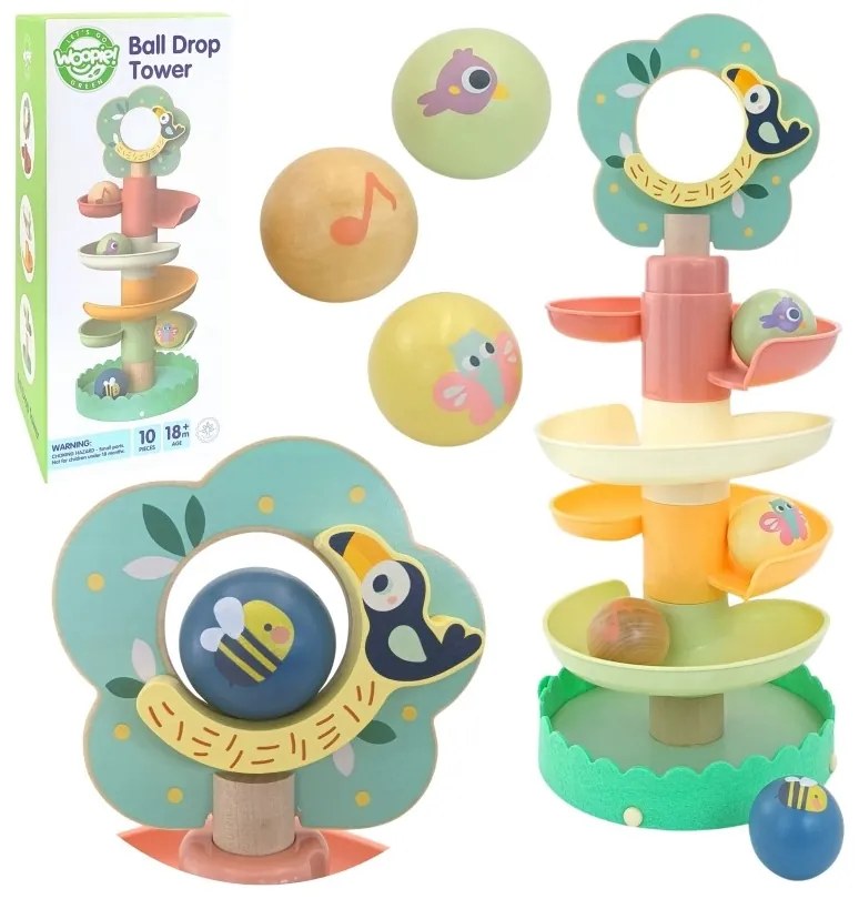 Woopie green drewniany kulodrom tor kulkowy 6el sensoryczne edukacyjny