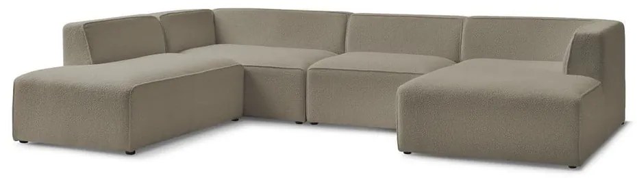 Brązowy narożnik modułowy z materiału bouclé (lewostronny/w kształcie litery U) Megeve – Bobochic Paris