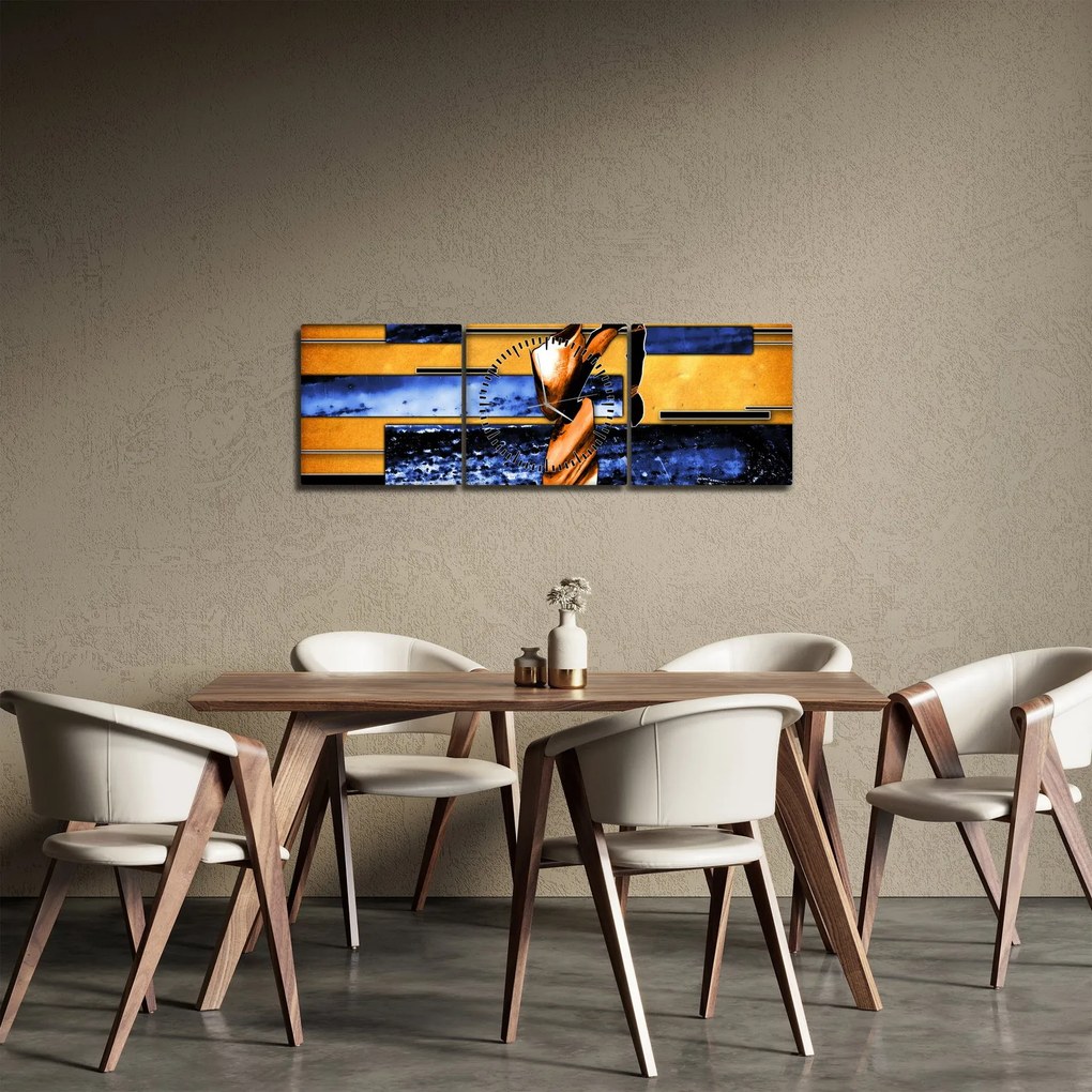 Obraz obrazu abstrakcyjnego (z zegarem) (90x30 cm)