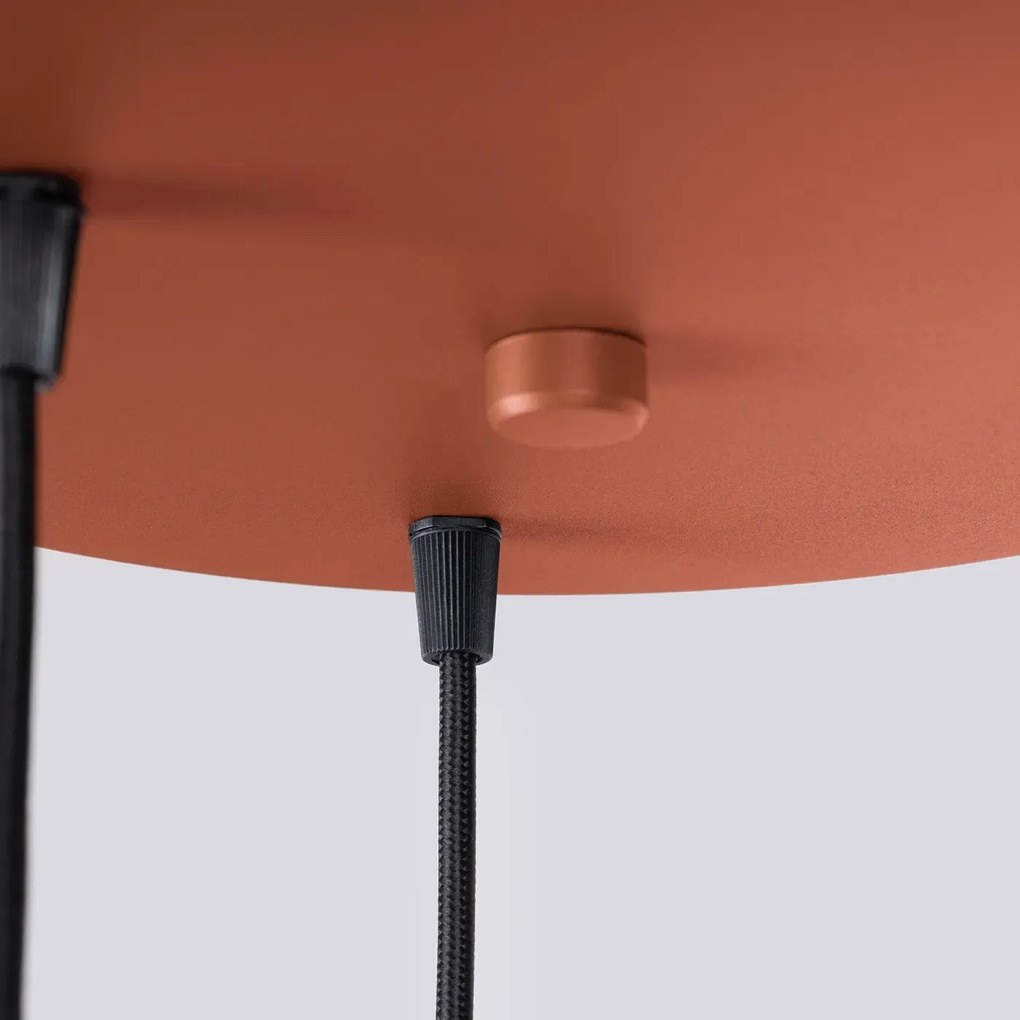 Lampa wisząca HALO 3P ochra czerwona ryflowana SOLLUX  LIGHTING