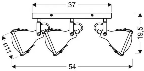 Potrójna loftowa lampa sufitowa na listwie - V096 P5-B67