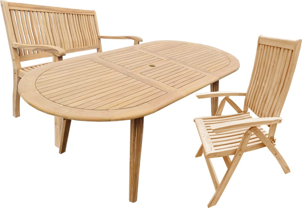 TECTONA - drewniany rozkładany stół tekowy 150/200x95 cm - Towar z drobną wadą (N294)