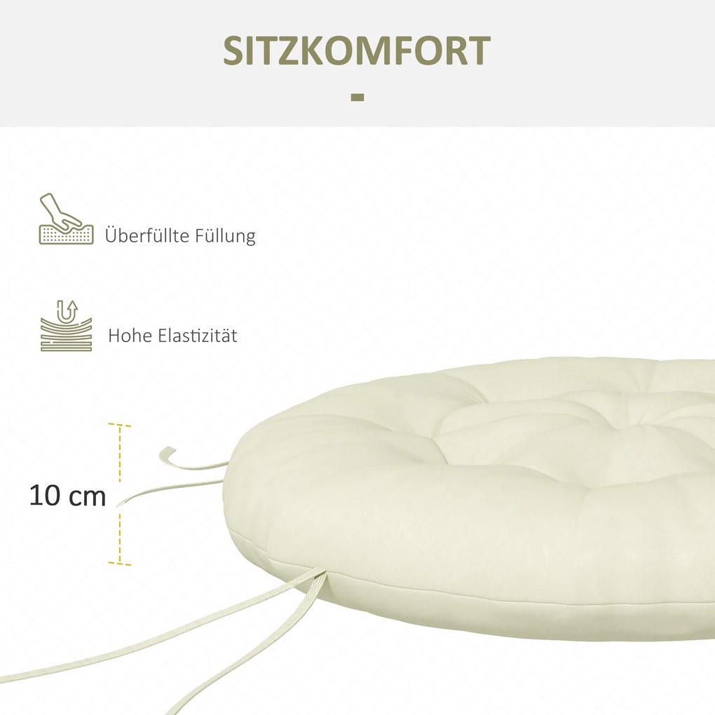 Outsunny Poduszka siedziska, poduszka siedziska, poduszka na krzesło, z guzikami, 80 cm x 80 cm x 10 cm, kremowy