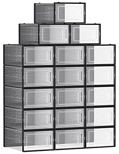 Organizer na buty MARI, 18 przegródek, czarna/przezroczysta SongmicsHome