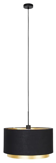 Nowoczesna lampa wisząca czarna ze złotem 47 cm podwójny klosz - Combi Nowoczesny Oswietlenie wewnetrzne