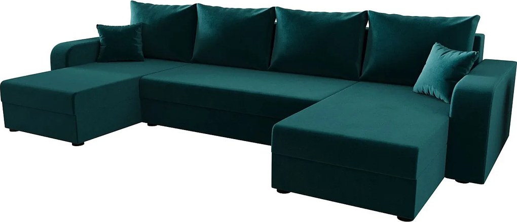 BEDANTE narożnik w kształcie U HEWLET U BIS Itaka 39 turkusowy z funkcją spania sofa w kształcie litery U z pojemnikiem na pościel