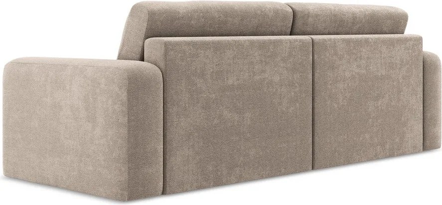 Beżowa rozkładana sofa ze schowkiem z tkaniny szenilowej 252 cm Kona – Makamii