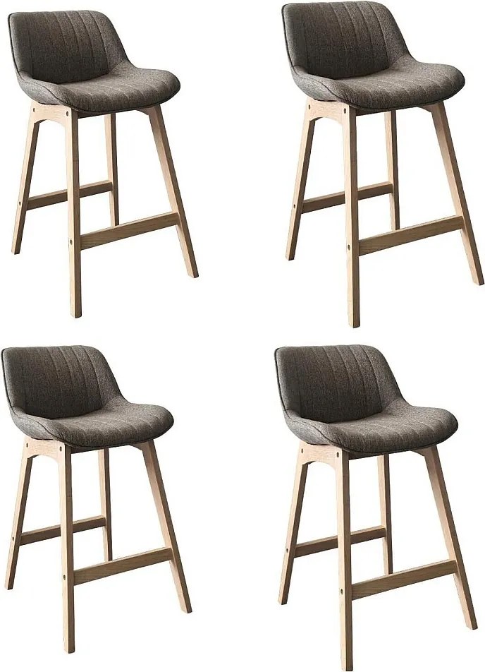 Komplet dębowych krzeseł wyspowych i barowych z siedziskiem z tkaniny MELLOW o szerokości 65 cm