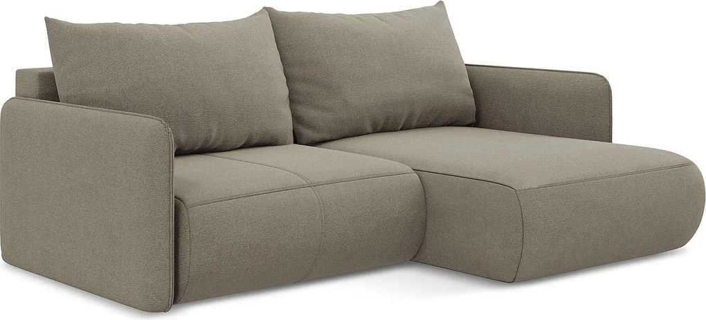 Narożnik prawostronny z funkcją spania - z tkaniny strukturalnej - ciemny beż - NANEA