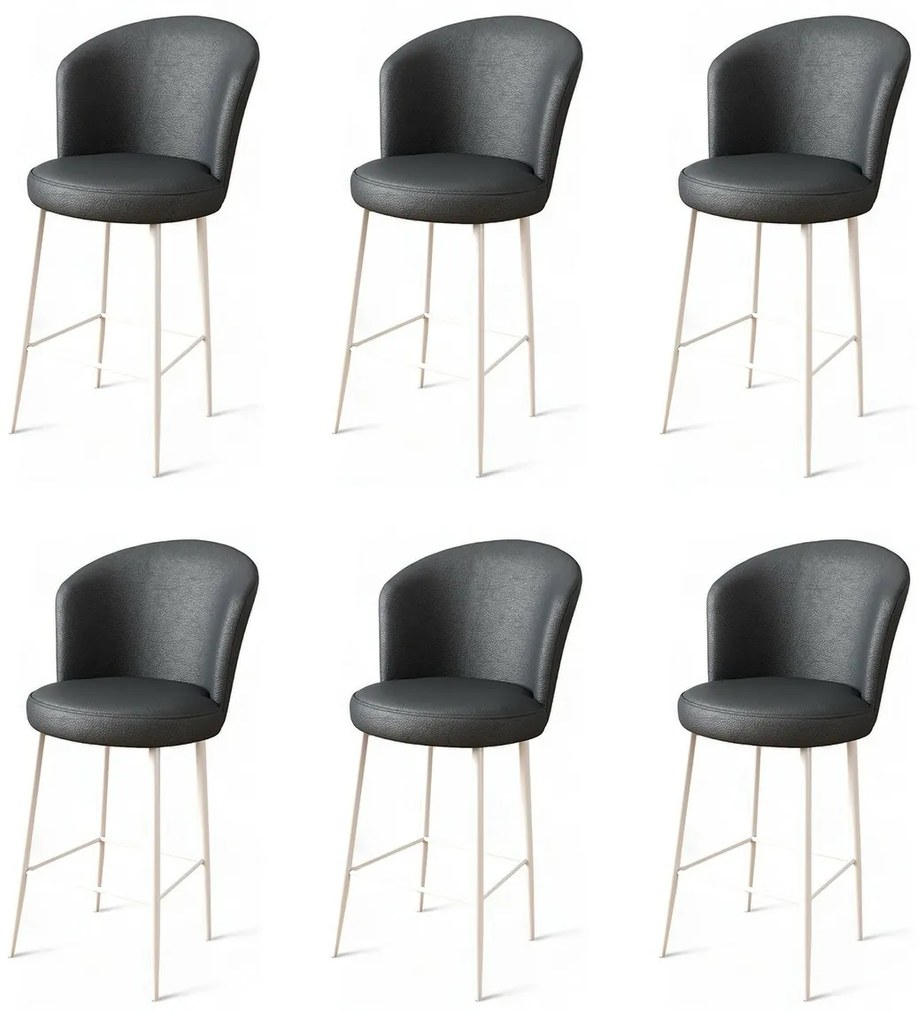 Zestaw krzeseł barowych Uras Anthracite and White,6 szt., 6 szt.