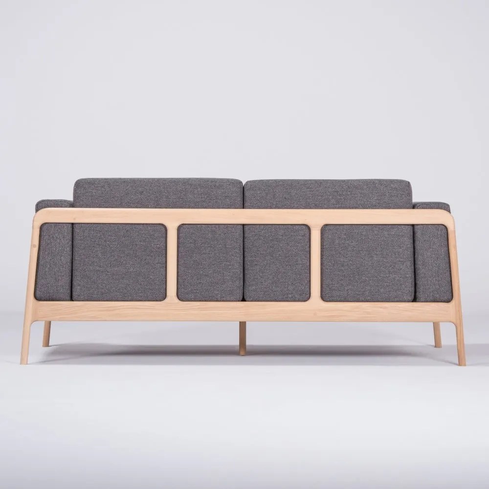 Ciemnoszara sofa z konstrukcją z litego drewna dębowego Gazzda Fawn, 180 cm
