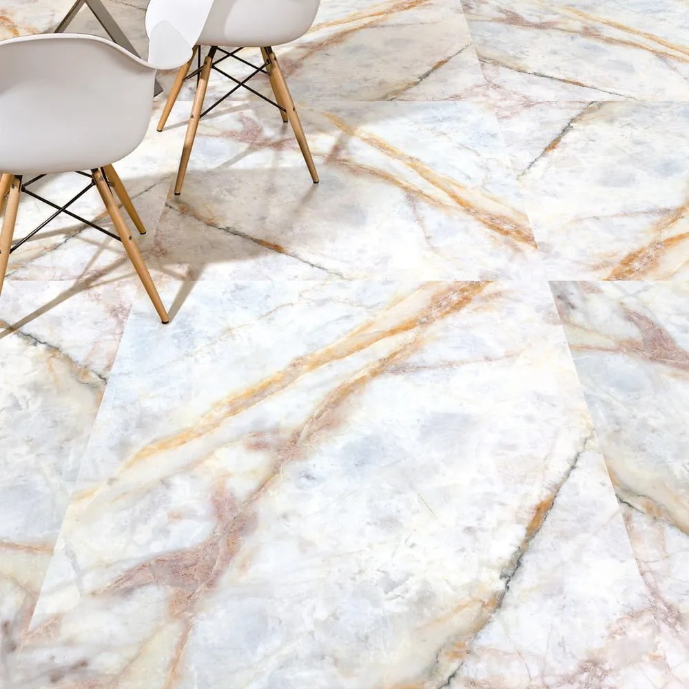 Naklejka na podłogę Ambiance Authentic White Marble, 40 x 40 cm