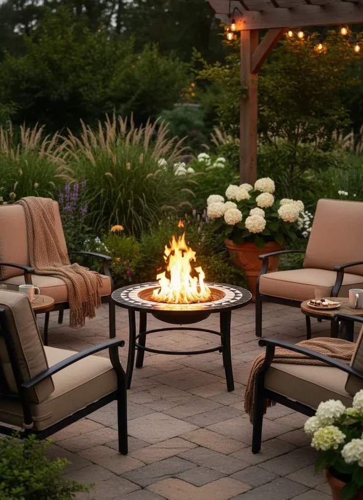 Okrągłe dekoracyjne palenisko ogrodowe terakota P1-K01