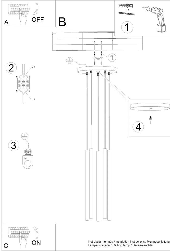 Lampa wisząca PASTELO 5P zielona oliwka SOLLUX LIGHTING