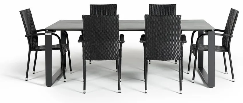 Szary zestaw mebli ogrodowych z 6 krzesłami Le Bonom Paris Strong