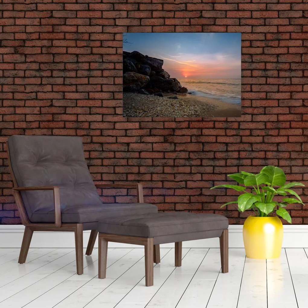 Obraz zachodu słońca na plaży (70x50 cm)
