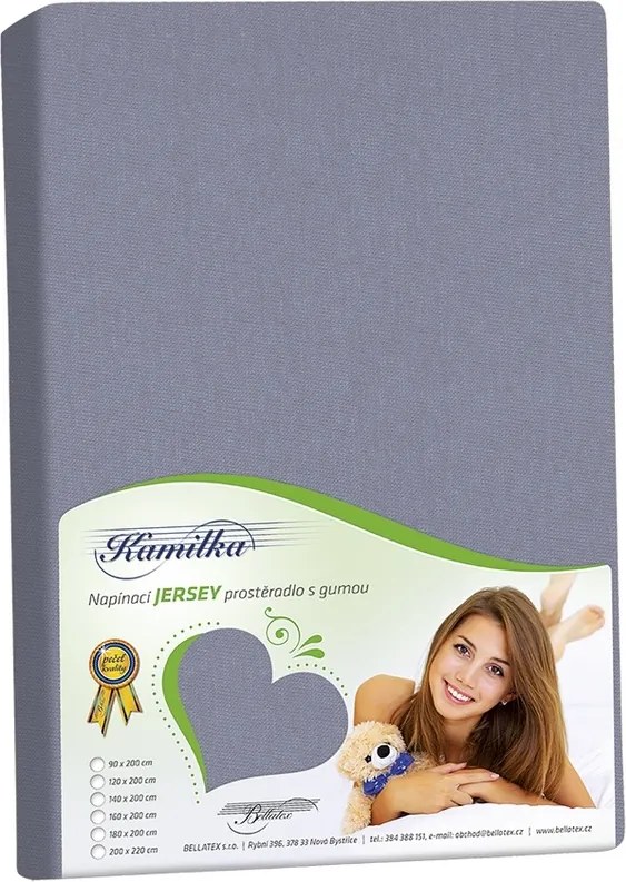 Prześcieradło z dżerseju Kamilka niebieskoszary, 90 x 200 cm